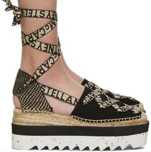 Stella McCartney Gaia Organic Canvas Black and White Espadrilles